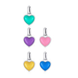 S925 Sterling Silver Heart Pendant DIY Bracelet Necklace Accessories(Pink)