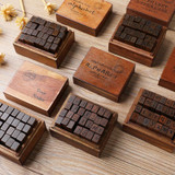 E13 28PCS/Set Vintage Wooden Alphabet and Number Diary Handbook DIY Stamps(Digital Weather)