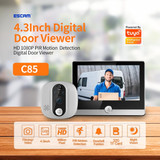 ESCAM C85 1080P 4.3 inch Smart WIFI Digital Door Viewer Supports Wide-Angle PIR & Night Vision & Dingdong Photo(White)