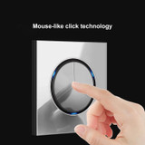 86mm Round LED Tempered Glass Switch Panel, Gray Round Glass, Style:Two Billing Control