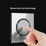 86mm Round LED Tempered Glass Switch Panel, Gray Round Glass, Style:Four Billing Control