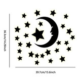 29pcs /Set Acrylic Stars And Moon Stereoscopic Mirror Wall Stickers Self-Adhesive Bedroom Background Wall Decoration(Gold)