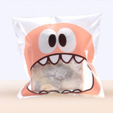 100 PCS Cute Big Teech Mouth Monster Plastic Bag Wedding Birthday Cookie Candy Gift OPP Packaging Bags, Gift Bag Size:10x10cm(Pink)