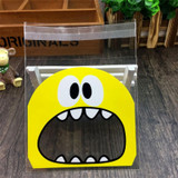 100 PCS Cute Big Teech Mouth Monster Plastic Bag Wedding Birthday Cookie Candy Gift OPP Packaging Bags, Gift Bag Size:10x10cm(Yellow)