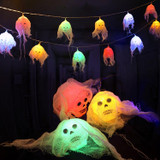Halloween LED White Yarn Skull Ghost Festival Horror Atmosphere Decorative Lights, Style: 5m 20 Lights (White)