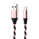 1m USB to USB-C / Type-C Nylon Weave Style Data Sync Charging Cable(Rose Gold)