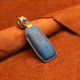 For Ford Old Style Car Cowhide Leather Key Protective Cover Key Case (Blue)