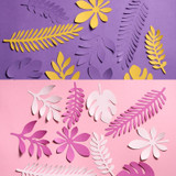 10 in 1 Creative Paper Cutting Shooting Props Tree Leaves Papercut Jewelry Cosmetics Background Photo Photography Props(Light Purple)