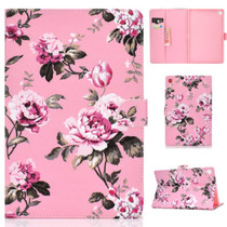 For Samsung Galaxy Tab A 10.1 (2019) T510/T515 Colored Drawing Pattern Horizontal Flip PU Leather Case with Holder & Card Slot(Pink Flowers)