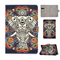 For 8 inch Universal Colored Drawing Pattern Horizontal Flip PU Leather Case with Holder & Card Slots(Colorful Elephant)