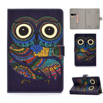 For 8 inch Universal Colored Drawing Pattern Horizontal Flip PU Leather Case with Holder & Card Slots(Owl)