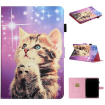 For 8 inch Universal Tablet PC Colored Drawing Pattern Horizontal Flip PU Leather Case with Holder & Card Slot(Starry Cat)