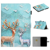 For 8 inch Universal Tablet PC Colored Drawing Pattern Horizontal Flip PU Leather Case with Holder & Card Slot(Sika Deer)
