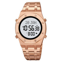 SKMEI 2043 Multifunctional Muslim Worships Compass Digital Wrist Watch(Rose Gold+White)