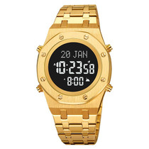 SKMEI 2043 Multifunctional Muslim Worships Compass Digital Wrist Watch(Gold+Black)