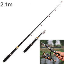 36cm Portable Telescopic Sea Fishing Rod Mini Fishing Pole, Extended Length : 2.1m, Black Tube-type Reel Seat