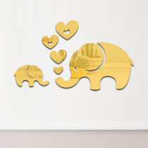 6pcs /Set Acrylic Elephant Mirror Stereo Wall Stickers Home Decoration Soft Mirror(Gold)