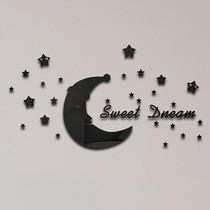 32pcs /Set Acrylic SweetDream Mirror Stereo Wall Stickers Home Decoration Soft Mirror(Black)