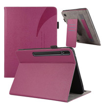 For Samsung Galaxy Tab S9 Ultra / S8 Ultra Litchi Texture Leather Sucker Tablet Case(Purple)