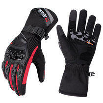 1-Pair MOTOLSG Motorcycle Riding Waterproof Winter Warm Gloves, Size:XL(Black Red)