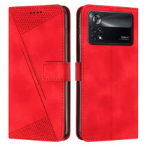 For Xiaomi Poco X4 Pro 5G Dream Triangle Leather Phone Case with Lanyard(Red)