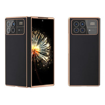 For Xiaomi Mix Fold 3 Genuine Leather Silk Series Nano Plating Phone Case(Black)