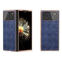 For Xiaomi Mix Fold 3 Nano Plating Weave Plaid Texture PU Phone Case(Blue)