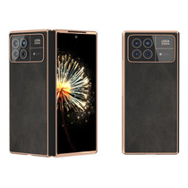 For Xiaomi Mix Fold 3 Nano Plating Cowhide Texture PU Phone Case(Black)