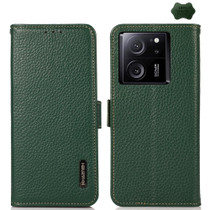 For Xiaomi Redmi K60 Ultra / 13T KHAZNEH Side-Magnetic Litchi Genuine Leather RFID Phone Case(Green)