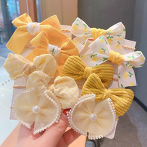 10pcs /Set  Big Bow Flower Elastic Hairbands Children Girls Sweet Hair Ties, Style: Lemon Yellow Series