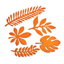 10 in 1 Creative Paper Cutting Shooting Props Tree Leaves Papercut Jewelry Cosmetics Background Photo Photography Props(Orange Red)