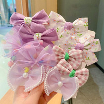 10pcs /Set  Big Bow Flower Elastic Hairbands Children Girls Sweet Hair Ties, Style: Lavender Series