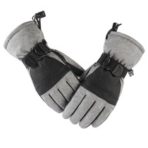 Unisex Skiing Riding Winter Outdoor Sports Touch Screen Thickened Splashproof Windproof Warm Gloves, Size: M(Linen Light Gray)