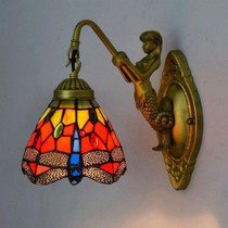 Retro Stained Glass Living Room Dining Room Bedroom Bar Club Aisle Wall Lamp (UK Plug)