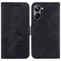 For Realme 10 Pro 5G Little Tiger Embossed Leather Phone Case(Black)