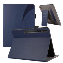 For Samsung Galaxy Tab S9 Ultra / S8 Ultra Litchi Texture Leather Sucker Tablet Case(Dark Blue)