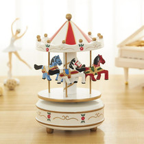 Sky City Carousel Clockwork Music Box Couples Birthday Gift(K0121 Flowers Grass Red)