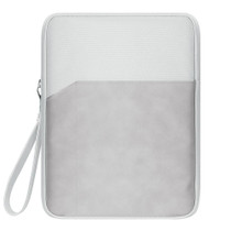 7.9-8.4 inch Universal Sheepskin Leather + Oxford Fabric Portable Tablet Storage Bag(Light Grey)