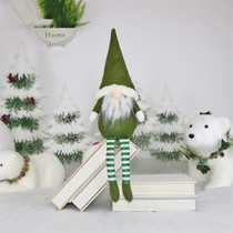 CX20218 Faceless Long-legged Sitting Doll Window Ornament Christmas Decoration(Green)