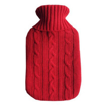 Hot Water Bottle Solid Color Knitting Cover (Without Hot Water Bottle) Water-filled Hot Water Soft Knitting Bottle Velvet Bag(Red)