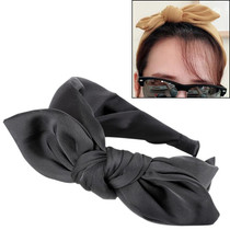 Rabbit Ears Cloth Bow Headband Girls Hair Hoop Bands Accessories(Black)