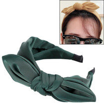 Rabbit Ears Cloth Bow Headband Girls Hair Hoop Bands Accessories(Dark green)