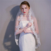 Single Layer Lace Applique with Hair Comb Bridal Veil Wedding Accessories(White)