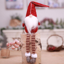 Cute Sitting Faceless Long-legged Elf Doll Christmas Decoration(Red)
