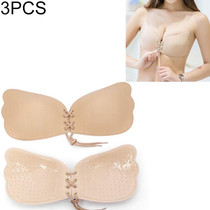 3 PCS Pull Rope Wing Invisible Underwear Without Steel Ring Pull Rope Silicone Invisible Nubra, Cup Size:C(Skin Color)