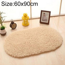 Faux Fur Rug Anti-slip Solid Bath Carpet Kids Room Door Mats Oval  Bedroom Living Room Rugs, Size:60x90cm(Light Camel)