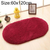 Faux Fur Rug Anti-slip Solid Bath Carpet Kids Room Door Mats Oval  Bedroom Living Room Rugs, Size:60x120cm(Wine Red)