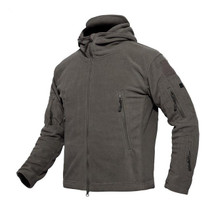 Fleece Warm Men Thermal Breathable Hooded Coat Size:XXL(Gray)
