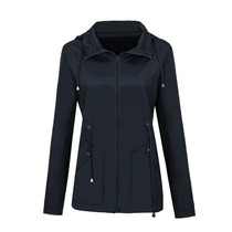 Raincoat Waterproof Clothing Foreign Trade Hooded Windbreaker Jacket Raincoat, Size: S(Navy)(Navy)