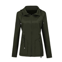 Raincoat Waterproof Clothing Foreign Trade Hooded Windbreaker Jacket Raincoat, Size: L(Army Green)